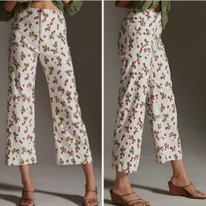 Anthropologie Maeve Colette Pants In Strawberry Motif Size 32